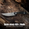 thumbnail image 5 of CIVIVI Carveth Fixed Blade Knife with 1PC Black Lanyard, Black Kydex Sheath & T-Clip, Tactical Knife with 3.59" Stonewashed AEB-L Blade Black G10 Handle C25040-1, 5 of 7