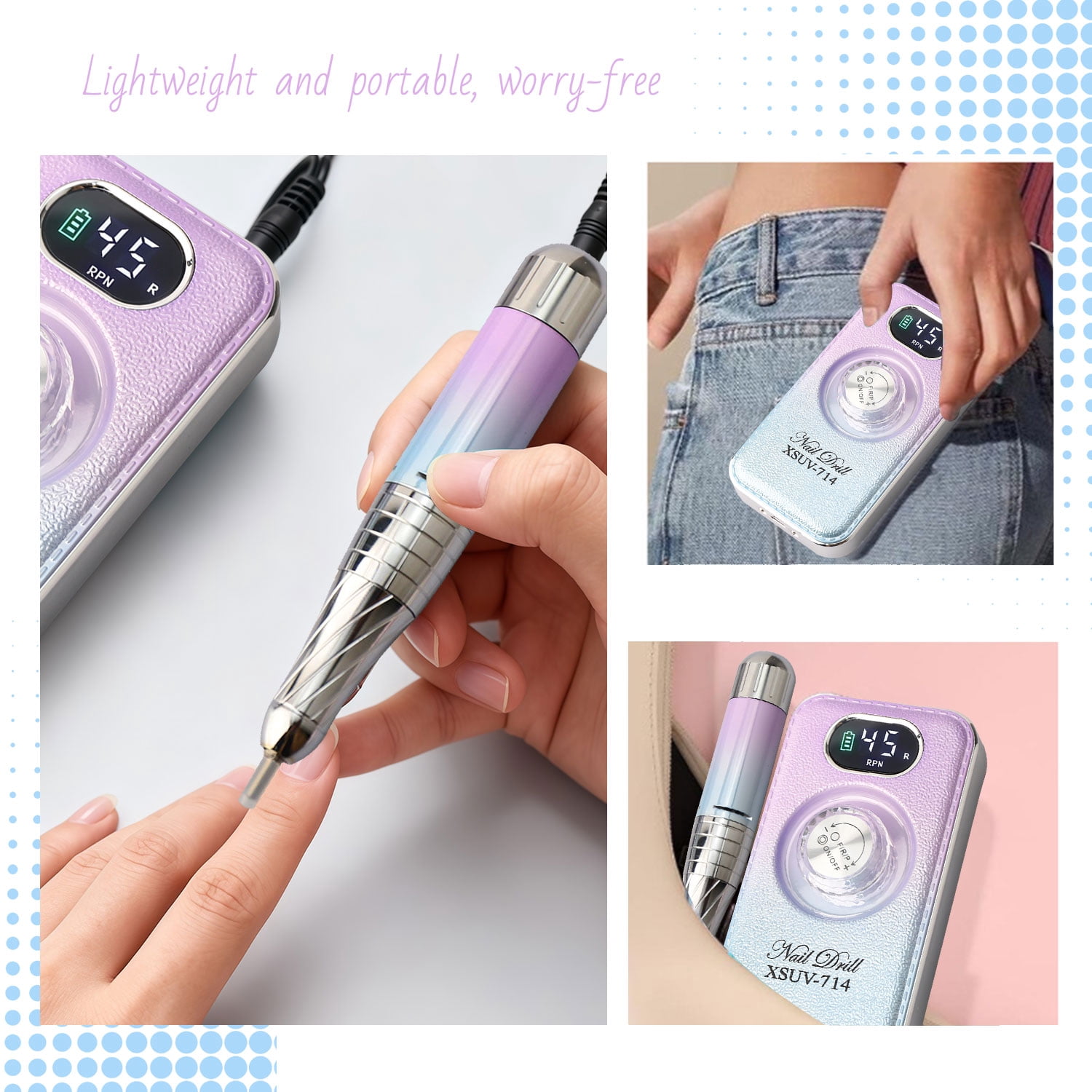 40000RPM Electric Nail Drill Professional Polishing Machine Low Noise Nails Sander File Set For Manicure Salon Home Tools, Chrismas gift