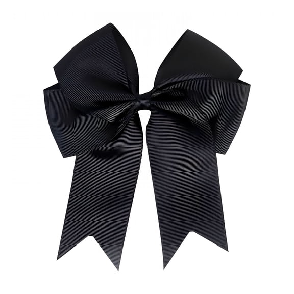 TUWAFE 6-Inch Ribbed Satin Fishtail Double Layered Ribbon Bow Hair Clip for Children'S Hair Accessories Hair Clip Bow Clips,Black