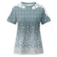thumbnail image 5 of up to 60% off Gifts Usmixi Shirts for Women Lace Patchwork Hollow out Vintage Graphics Tee Tops Summer Trendy Floral Short Sleeve Round Neck Ladies Blouses Blue m, 5 of 5