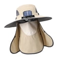 thumbnail image 3 of Sombrero solar de ventilador solar al aire libre con cubierta de cuello cara cómoda protección solar recargable Sombrero solar para hombres Capa de Caqui, 3 of 8