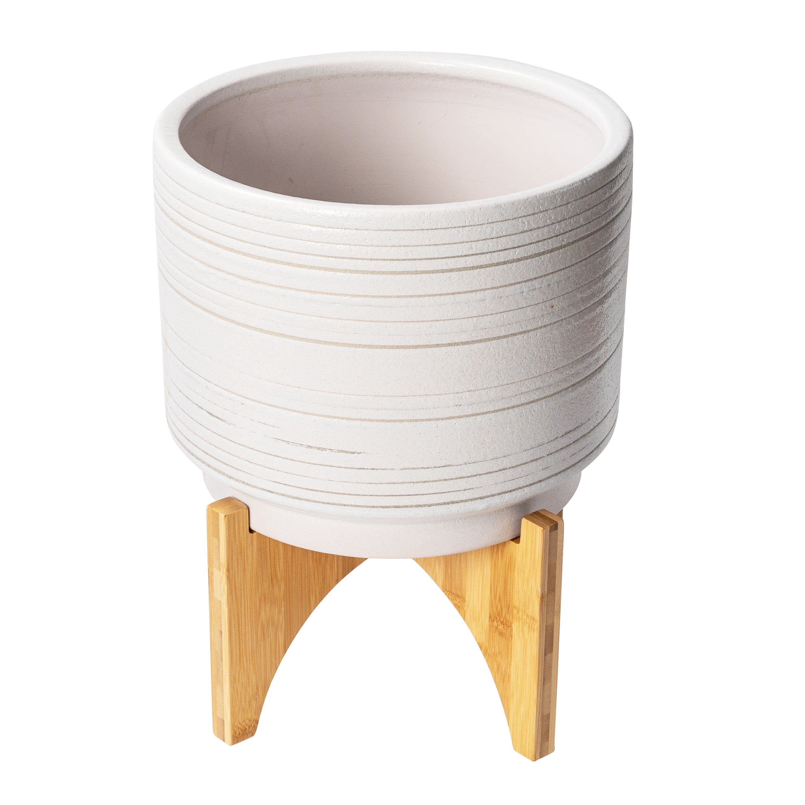 Better Homes & Gardens Pottery 12" Teramo Ceramic Pot with Stand, White