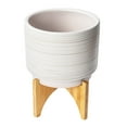 Better Homes & Gardens Pottery 12" Teramo Ceramic Pot with Stand, White
