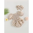 thumbnail image 3 of Coduop Toddler Baby Girls Romper Dress Checkerboard Print Short Sleeve Jumpsuits Dress+Headband, 3 of 7