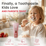 LOL Fluoride Free Nano Hydroxyapatite Toothpaste Kids | Kids Toothpaste No Fluoride with Probiotics | Remineralizing | Vegetable-Based Foaming Agent. for Children & Parents (3.5oz, Strawberry Smile)