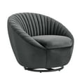 thumbnail image 2 of Bella Dark Gray Swivel Accent Chair Rounded Back, 2 of 7