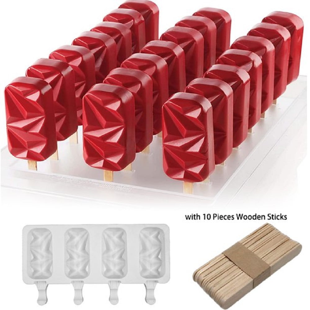 Find new online shopping 4 Cavity Diamond Oval Popsicle Silicone Mold/Large Reusable Chocolate