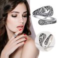 thumbnail image 2 of Hummingbird Spoon Ring Adjustable Thumb Jewelry Handmade Antique Silver Ring For Women Unique Boho, 2 of 7