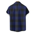 thumbnail image 5 of miqiqism Men's Buffalo Plaid Tshirts Lapel Neck Tee Blouses Casual Loose Short Sleeve Top Blouse Trendy Summer Outfits Man Grid Plus Size Clothings,01_Dark Blue,4X-Large, 5 of 5