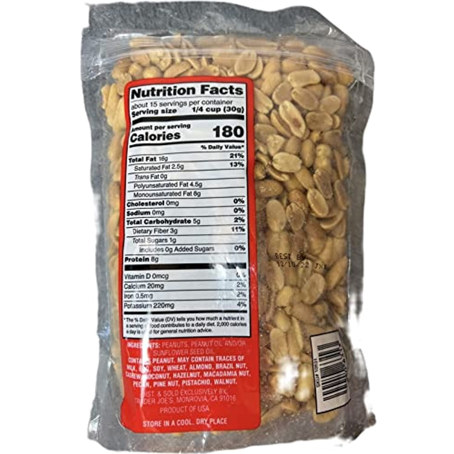 TJ Roasted & Unsalted Peanuts (Pack Of 2)- 2 Lbs Total, Kosher