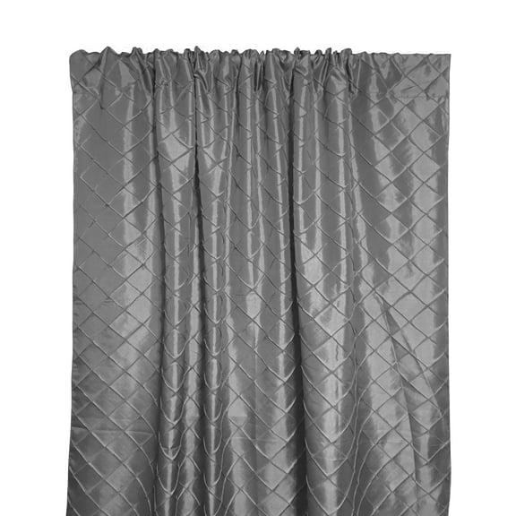 Pintuck Taffeta Cross Stitch Pattern Single Curtain Panel 54 Inch Wide Silver
