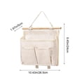 thumbnail image 3 of Wall Hanging Storage Bag,Large Capacity Multi-Pocket Canvas Wall Organizer for Over The Door | Closet Storage Pouch with Hang Rope | Perfect for Bathroom Kitchen & Bedroom,White, 3 of 7