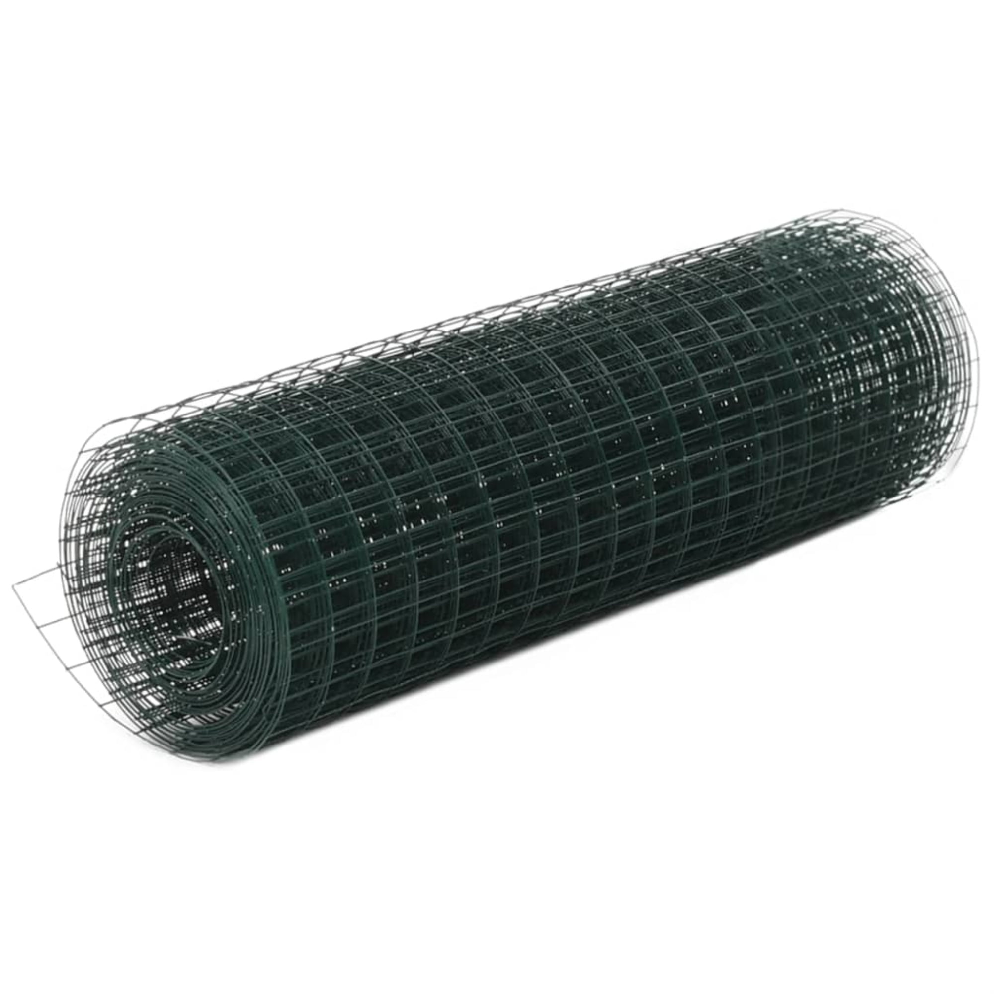 vidaXL Chicken Wire Fence Galvanised with PVC Coating 82'x1.6' Green Barrier 