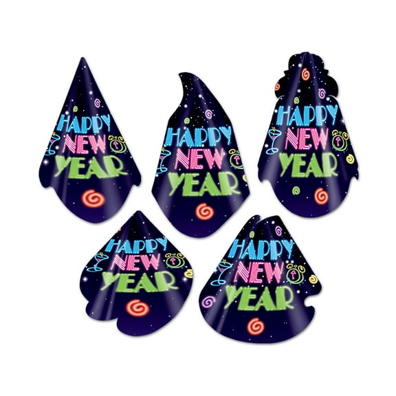 Beistle Club Pack of 50 Neon Midnight "Happy New Years" Legacy Party Favor Hats