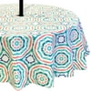 Serafina Home Summer Vinyl Tablecloths: Umbrella Hole with Zipper 70" round, Colorful Tie Dye Multi