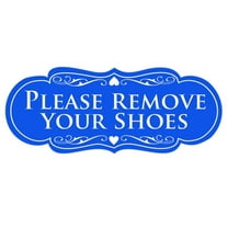 Designer PLEASE REMOVE YOUR SHOES Thank You Sign - Blue Medium