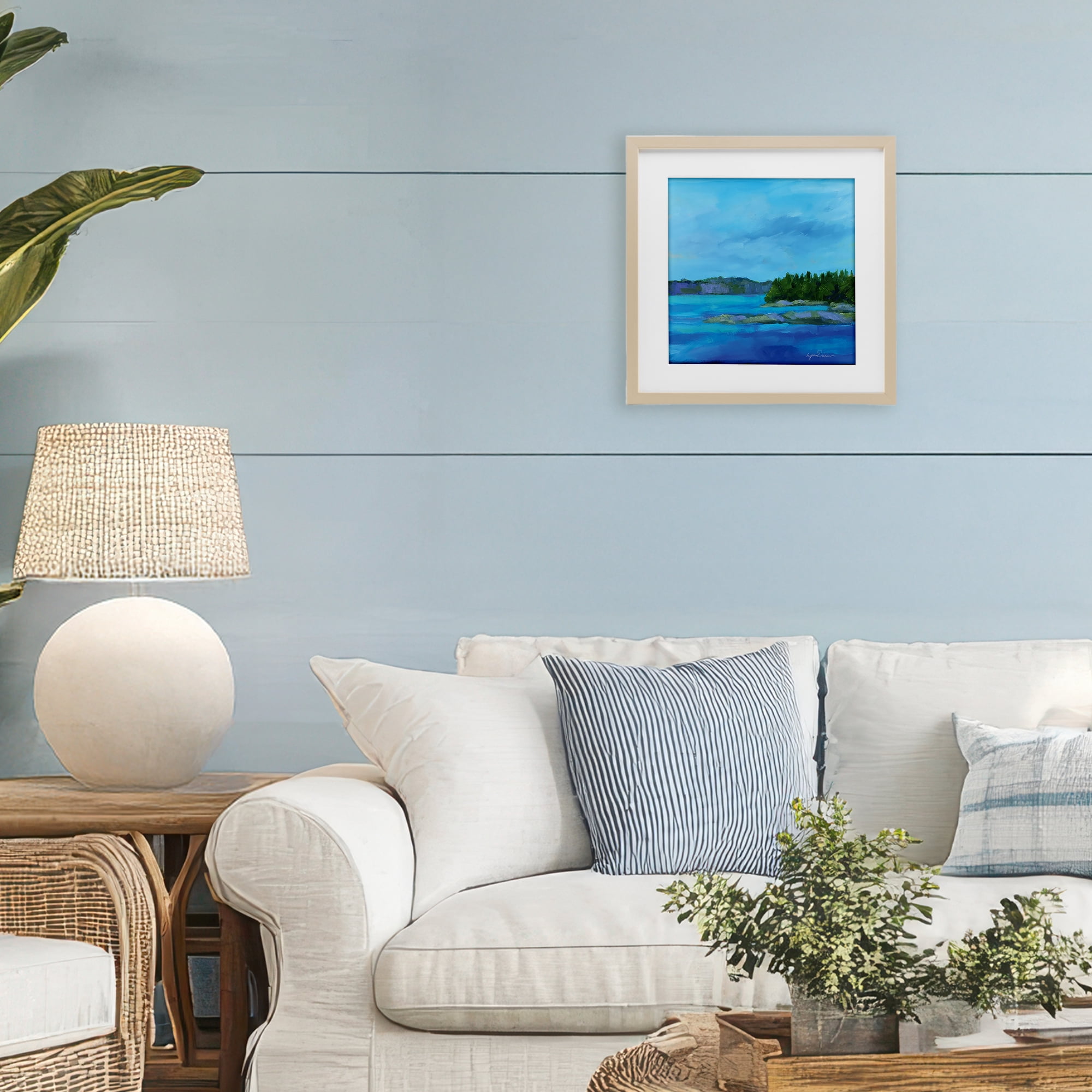 Stupell Industries Tranquil Blue Cove Birch Framed Print Under Glass, design by Lynn Ericson Fine Art