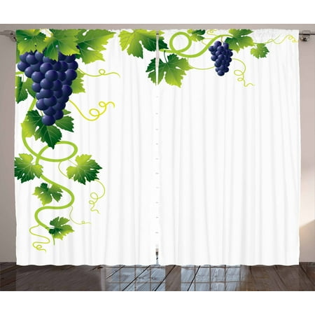 Vine Curtains 2 Panels Set Summer Season Vineyard Composition