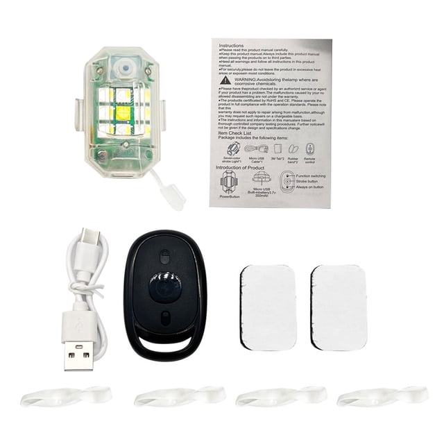 1pc Strobe Car Warning Rechargeable Night Aircraft with 7 Colors Multiple Modes for Car Motorcycle Bike RV Yacht