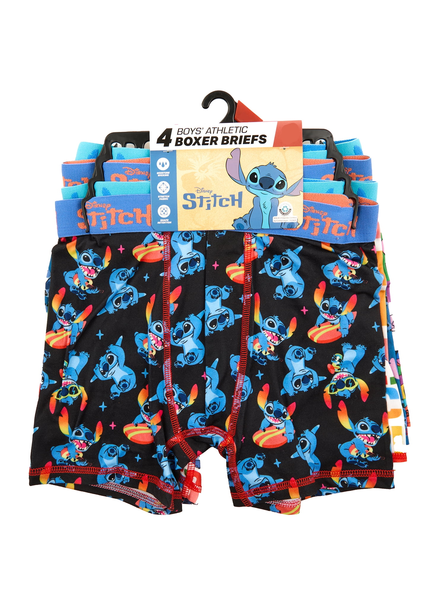 Lilo & Stitch Boys Boxer Brief Underwear, 4-Pack, Sizes XS-XL