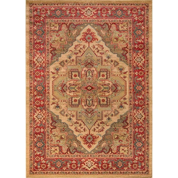 Momeni Ghazni Traditional Medallion Area Rug Beige 2'3" x 7'6" Runner 8' Runner Runner, Indoor Runner, Rectangle