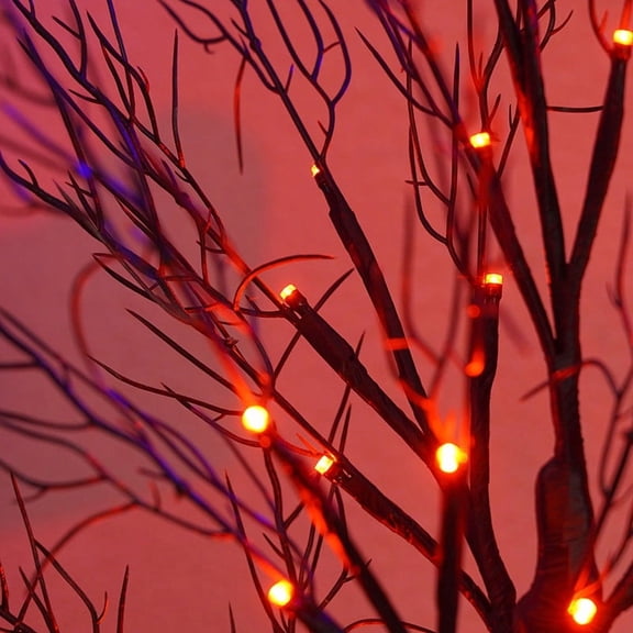 AuroraX Halloween Tree Branch Lights Halloween Battery Operated Tree Lamp Glowing Ambient USB Powered LED Halloween Decor for Indoor Party Black