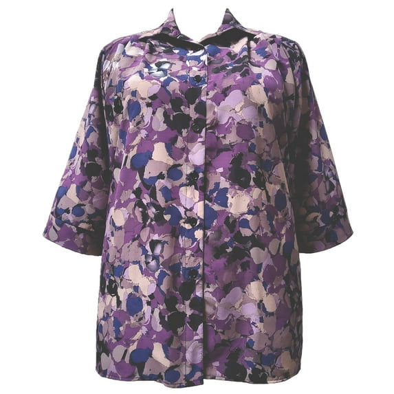 A Personal Touch Women's Plus Size 3/4 Sleeve Button-Front Tunic - Purple Solange - 6x