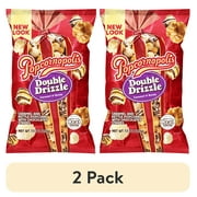 (2 pack) Popcornopolis Double Drizzle 7.5 oz Bag, Caramel and Kettle with Chocolatey Stripes Popcorn