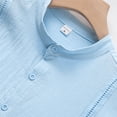 thumbnail image 6 of UVEASISHA Mens Summer Linen Shirts Casual Short Sleeve Button Down Shirt Classic Fit Lightweight Collarless Beach Shirts Stylish Tops Light Blue 3XL, 6 of 7