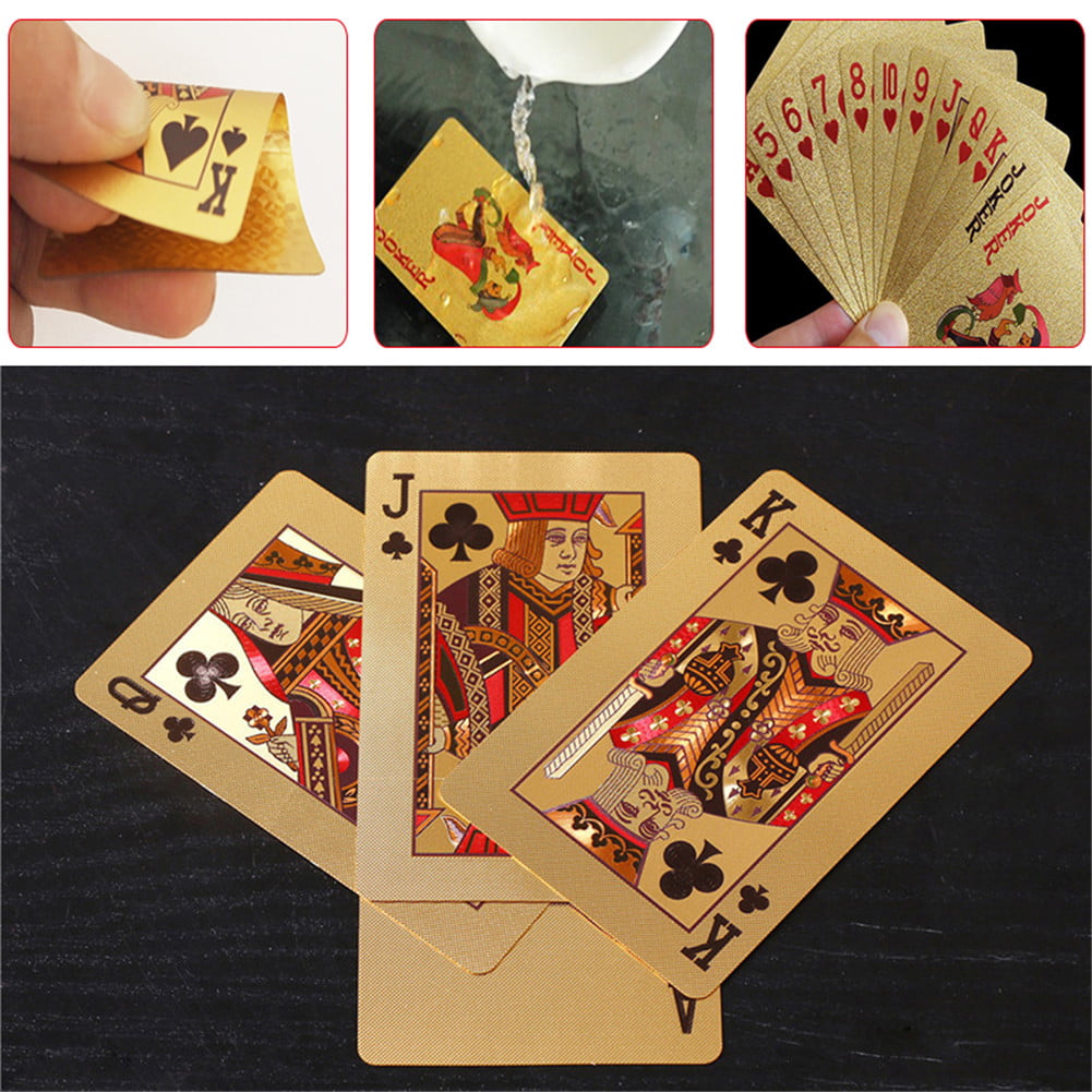 Golden Playing Cards Deck Gold Foil Poker Set Magic Plastic Durable Waterproof 