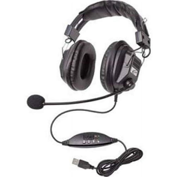 Califone 3068MUSB Over-Ear Stereo Headset with Gooseneck Microphone and Inline Volume Control, USB Plug, Black, Each