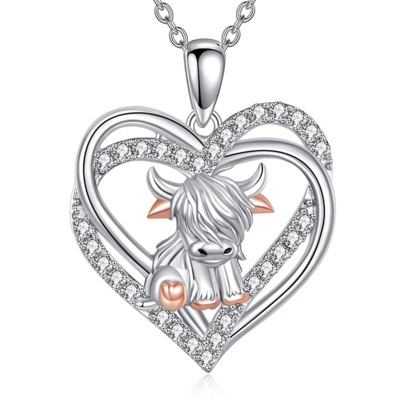 Highland Cow Necklace 925 Sterling Silver Alpine Cow Pendant Alpine Cow Jewelry Gifts for Women