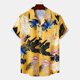 thumbnail image 2 of Camisas De Para Hombre Camisas de un solo pecho de primavera y verano para hombre, camisas de vacaciones al libre con bolsillo de manga corta y solapa con estampado informal para playa (Yellow, XL), 2 of 7