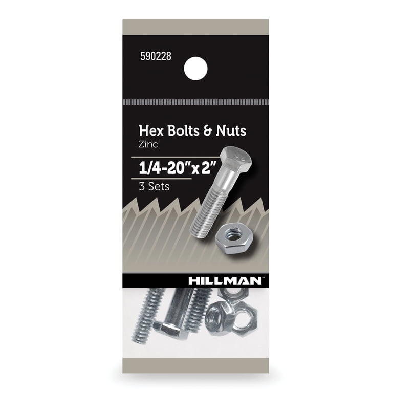 Hex Bolts and Nuts Assortment, 1/4-20 x 2 Inch photo 2