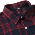 thumbnail image 4 of ZCFZJW Men's Casual Plaid Dress Shirt Button Down Shirts Checkered Printed Long-Sleeve Lapel Collared Work Business T-Shirt Tops Wine Red S, 4 of 7