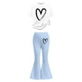 thumbnail image 4 of 2 Piece Sets for Girls Short Sleeve Heart T-Shirt Top and Flared Pants Sets Girls Spring Clothes for Teens 12-13 Years, 4 of 5