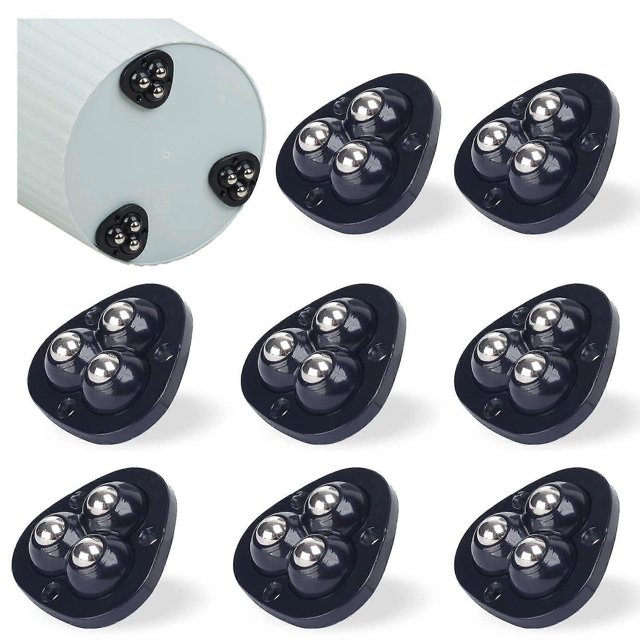 (black) 8-pack Mini Small Appliances Swivel Casters 360 Rotating Adhesive Casters Stainless Steel Casters Trash Can Storage Basket Swivel Wheels