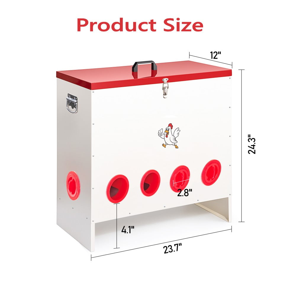SHZOND Automatic Chicken Feeder 120 LBS, 10 Port Metal Poultry Feeder,\Weatherproof Lockable Design with 10 Feeding Ports for Automatic Poultry Feeding & Cost Saving