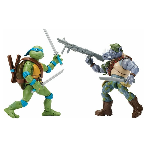 Teenage Mutant Ninja Turtles Leonardo vs. Rocksteady Action Figure Set