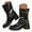 Black, variant on UngA Womens Boot Shark Boots Fold Over Chunky Heel Snip Toe Cowboy Cowgirl Pull On Boots for Women Mid Calf Brown,Size 8
