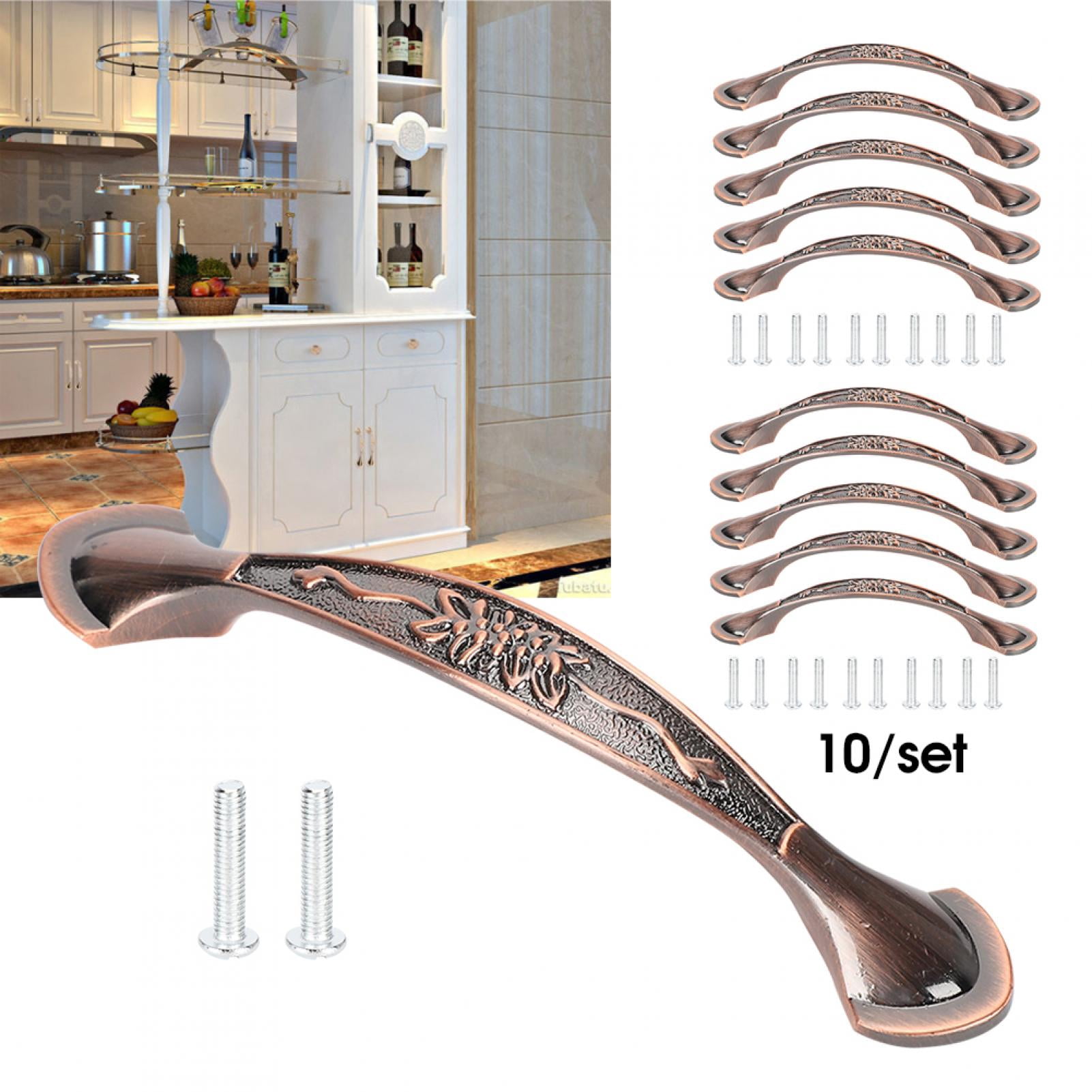 BIMZUC 10 Pack Red Bronze Cabinet Hardware Pulls, Simple Zinc Alloy Drawer and Cupboard Door Bar Handles for Home Office Furniture, 96mm Hole Pitch (4.4 x 0.6 inches / 11.4 x 1.6 cm)
