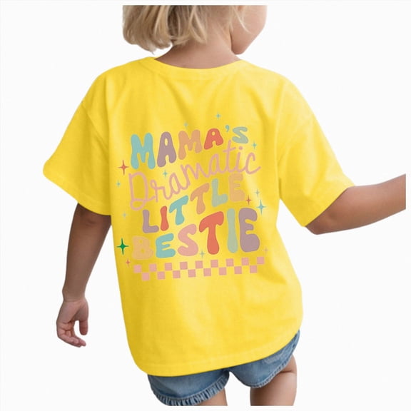BOBOGOJP Mama's Dramatic Bestie Shirts Girls Friend Besties Shirt Cute Graphic Tees Kid Cotton Casual Tops Yellow for Size 13-14 Years