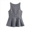 thumbnail image 3 of Camiseta Sin Mangas con Lazo en la Espalda y Falda A la Cintura para Mujer Gris L, 3 of 9