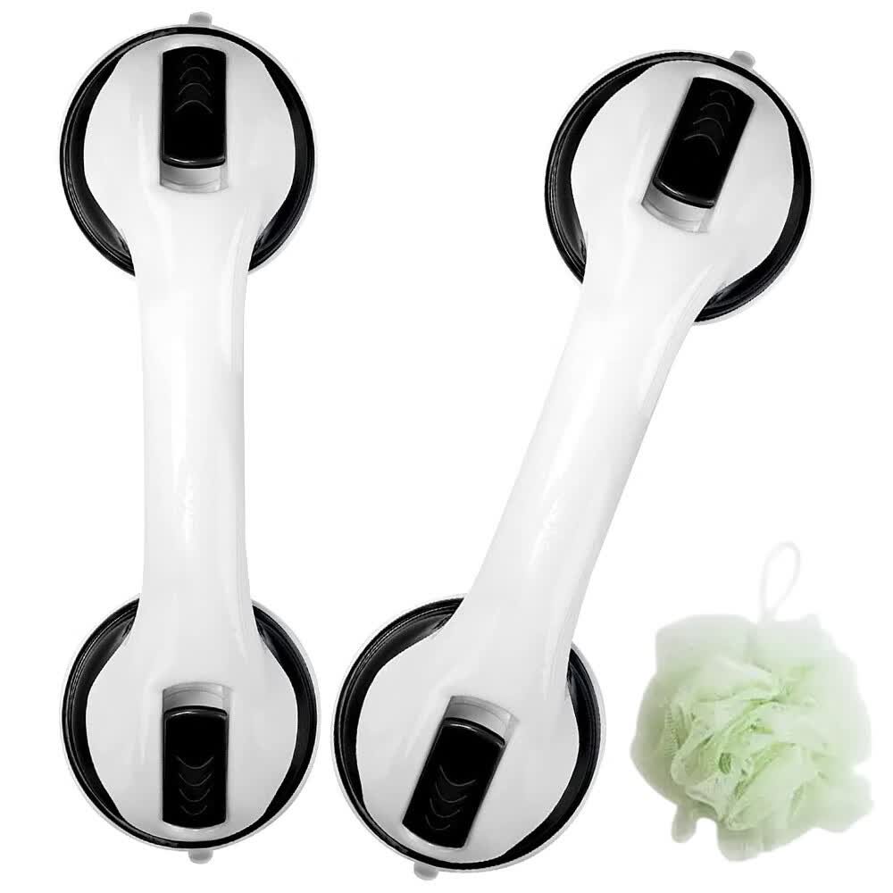 Vacushop Grab Bars for Bathroom / Handicap Grab Bar For Shower and Bath, Safety Grab Bars for Seniors Elderly,12" Suction Bath Tub Hand Rail, Pack of 2