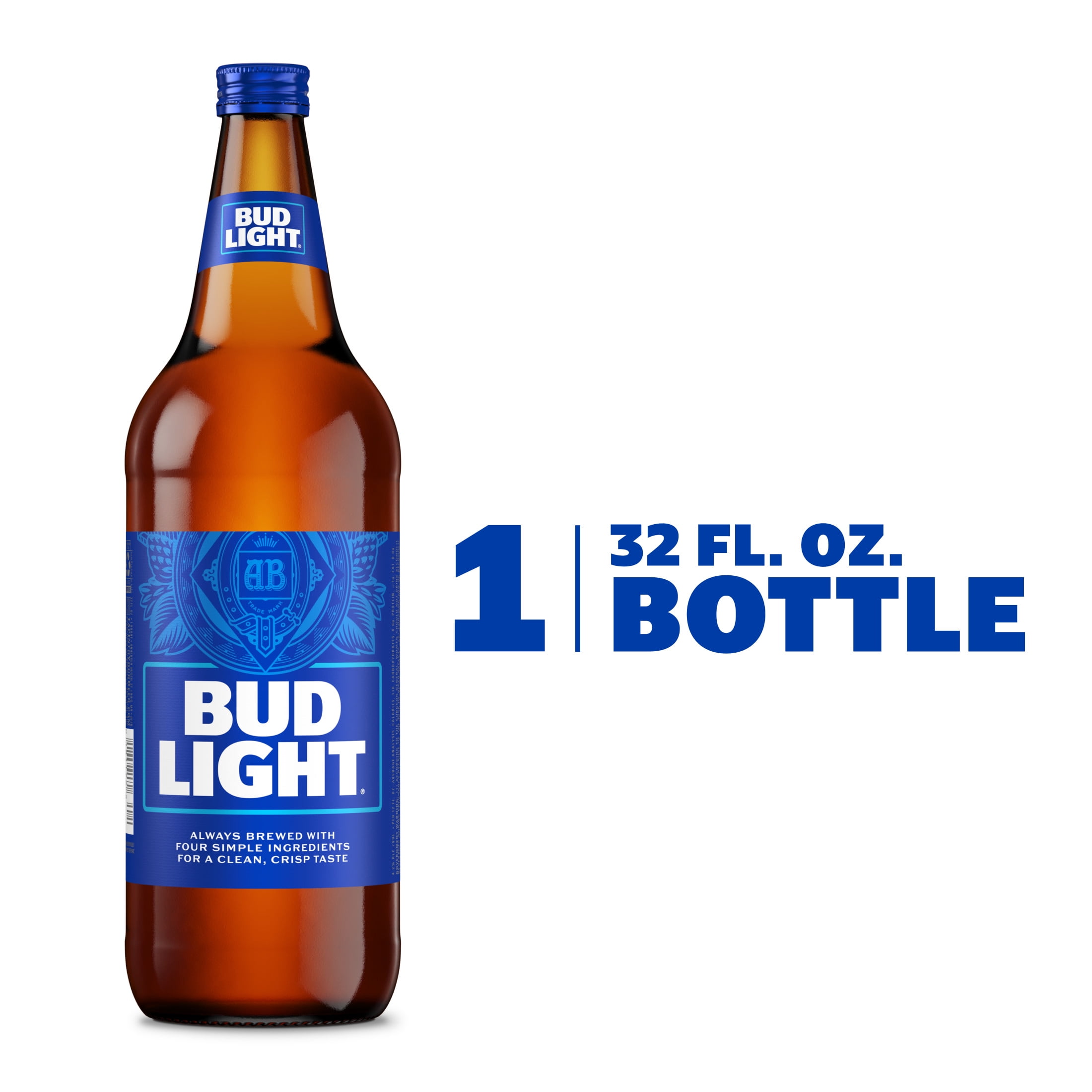 Bud Light American Light Lager Beer 32 fl oz 1 Glass Bottle 4.2% ABV