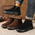 thumbnail image 3 of Men's Winter Ankle Boots with Plush & Non-Slip  Sole - Slip-On/Side Zip Closure, Heavy-Duty Round Toe, Brown Booties for Cold Weather, Snow, Ice - Casual & Footwear (Warm Ankle), 3 of 7