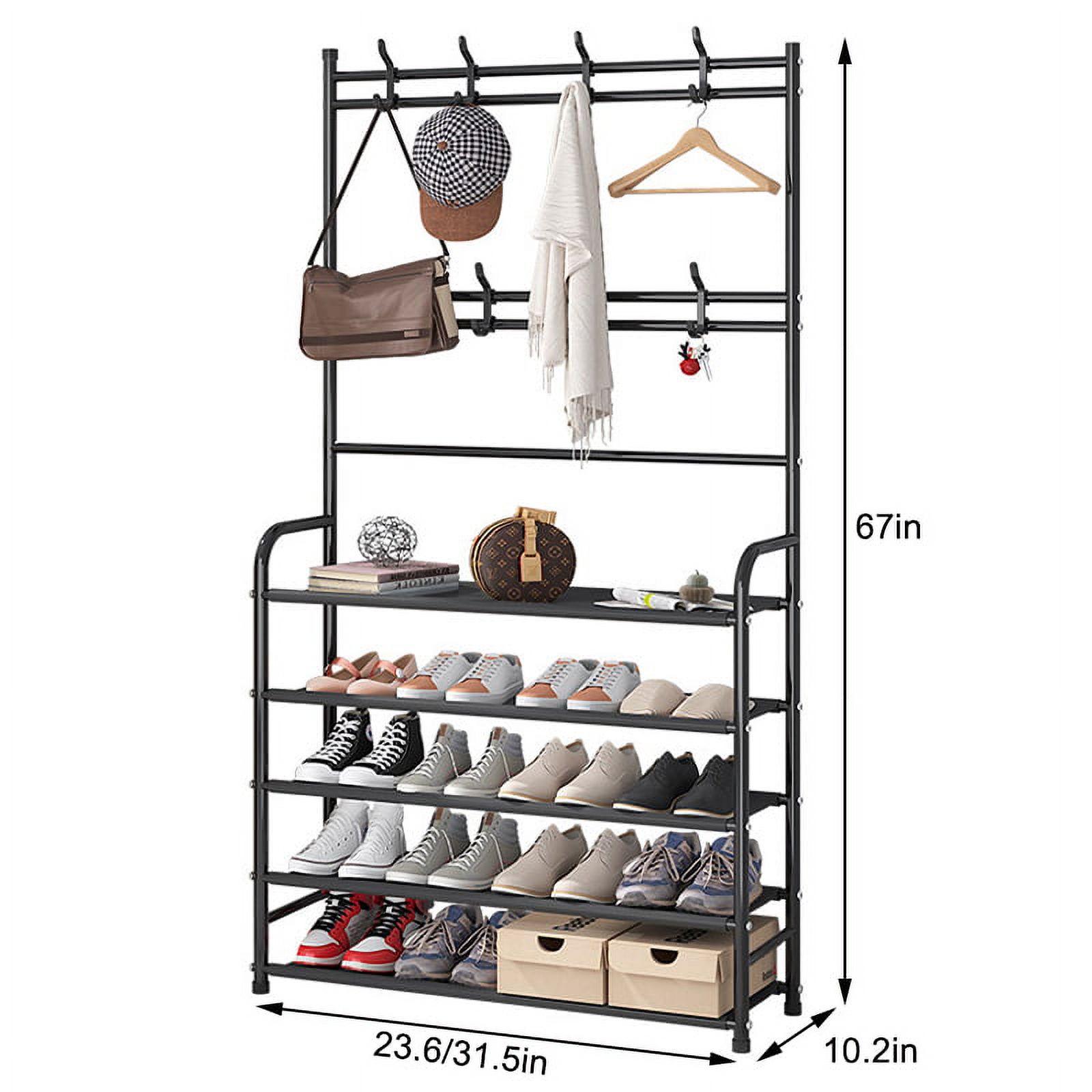 Coat Rack, Coat Rack Stand with 5 Shelves Storage for Entryway Hallway 31*10*67 inches Hall Tree Shoe Rack - image 4 of 9