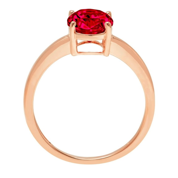 2 ct Oval Cut Simulated Ruby Solitaire Engagement Ring for Women in 14K Rose Gold