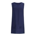 thumbnail image 4 of Ecqkame Cotton Linen Dresses for Women 2025 Summer Solid Color Pleated Vacation Dress Loose Casual Flowy Beach Midi Dress with Pockets Z2-Dark Blue S, 4 of 8