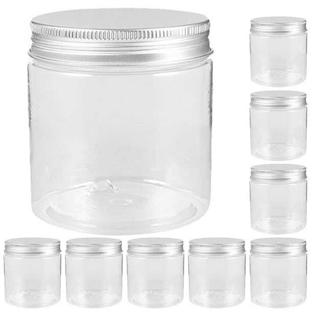 tarros de plástico reutilizables con tapa de aluminio, tarros redondos herméticos, recipientes de almacenamiento multifuncionales